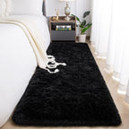 Jelymark Super Soft Shaggy Rug for Bedroom, 2x6 Feet Fluffy Carpet for Living Room, Fuzzy Indoor Plush Area Rug for Home Decor, Furry Floor Rugs for Dorm, Kids Nursery Rug for Girls, Black