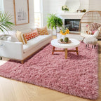 Amdrebio Blush Pink Area Rugs for Girls Bedroom Kids Room, 5x7 Fuzzy Furry Fluffy Kawaii Rugs for Living Room Playroom, Shaggy Plush Shag Carpet for Nursery Dorm Classroom, Cute Dusty Rose Mauve Rug