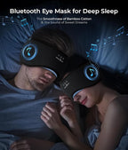 MUSICOZY Sleep Headphones Eye Mask Bluetooth 5.4, Bamboo Cotton Full Coverage Headphones Headband for Side Sleepers, Wireless Earphones with Speaker Sleep Music Earbuds for Men Women (Classic Black)