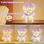 Rose Flower Lamp,Rechargeable Cordless Touch Table Lamp for Bedroom,3-Colour Dimming Flowers Night Light,Crystal Bedside Lamps with USB Charge,Birthday Valentine's Day Gifts for Women,Mom,Wife,Her