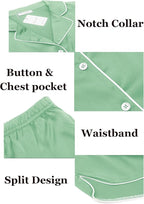 Ekouaer Womens Silk Satin Pajamas Set Short Sleeve Sleepwear Button Down Loungewear 2 Piece Pjs Shorts Set S-5X Plus Size