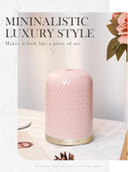 Onaboviva Essential Oil Diffuser -2.4MHz Ultrasonic Pink Ceramic Diffuser for Home,120ml, Pulse&Continuous Mist, Bright/Dim/Breathing Lighting, Waterless Auto-Off, Aromatherapy Diffuser with USB Cable