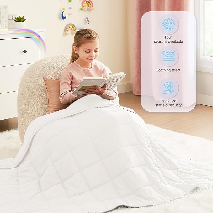 HOSUKKO Weighted Blanket - 5 lbs White Heavy Blanket - Breathable Blanket(36 * 48 inches, 5 lbs)