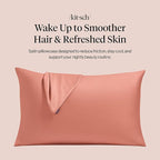 Kitsch Satin Pillowcase with Zipper for Hair & Skin - Softer Than Silk Pillow Cases, Smooth Cooling Satin Pillow Case, Wrinkle-Free, Machine Washable, Pillow Cases Standard Size 19x26 - Terracotta