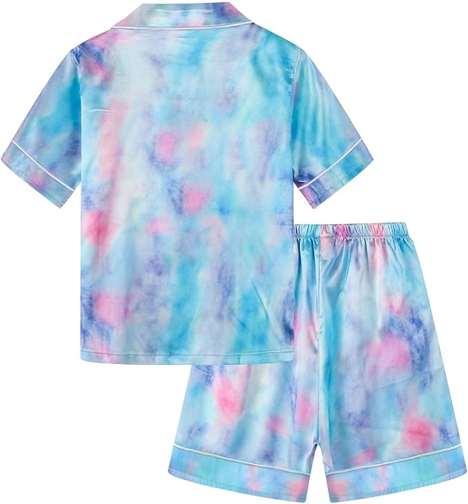 Girls & Womens Satin Pajamas Set, Silk Button-Down Sleepwear 2 Piece Nightwear, 3 Years - Women XXL