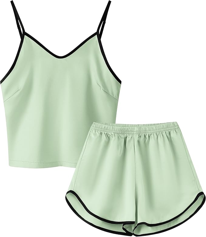 Girls & Women Silk Pajamas Set Satin Camisole Sleepwear 2 Piece Pjs, 3 Years - Women XXL