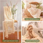 Zenviro Boho Throw Blanket, 50"x60", 100% Handmade Crochet Throw Blankets,100% Cotton Beige Throw, Decorative, Vintage Lace Blanket, Boho Decor, Photo Prop, Lightweight Knit