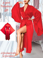 ChiaoLezhee Satin Long Robe For Women, Soft Lightweight Silk, Bride Wedding Night, Bridal Bathrobe Sexy Bathrobes Bridesmaid