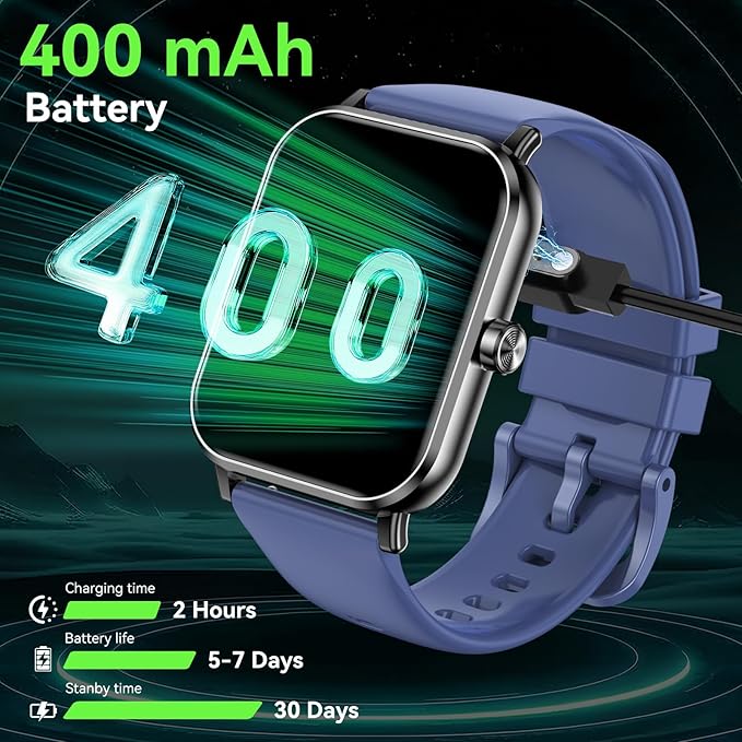 Smart Watch for Men Women, 1.85" HD Fitness Tracker with Bluetooth Calls, 5 ATM Waterproof, 130+ Sport Modes, 24/7 Heart Rate/Sleep Monitor, Pedometer, Calories, Smartwatch for Android iOS