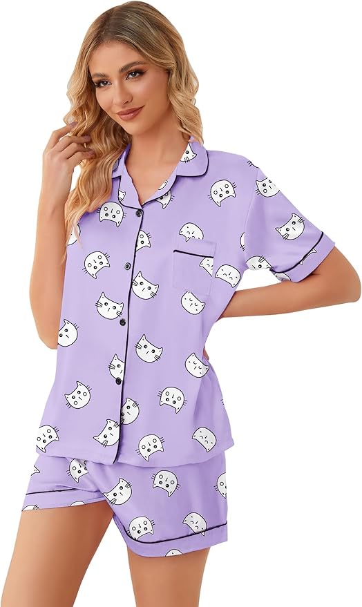 Girls & Womens Satin Pajamas Set, Silk Button-Down Sleepwear 2 Piece Nightwear, 3 Years - Women XXL