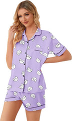 Girls & Womens Satin Pajamas Set, Silk Button-Down Sleepwear 2 Piece Nightwear, 3 Years - Women XXL