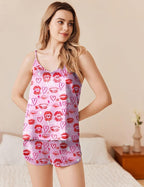 Ekouaer Silk Pajamas Set for Women Satin Camisole Sleepwear Lingerie V-Neck Cami Top and Shorts Pjs