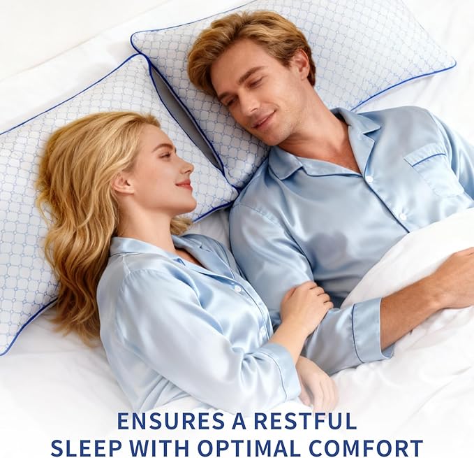 Bed Pillows Queen Size Set of 2 for Sleeping, Soft and Supportive Bed Pillows with Memory Foam Filling for Side, Back and Stomach Sleepers, Neck Supportive-Queen Size, 2 Pack