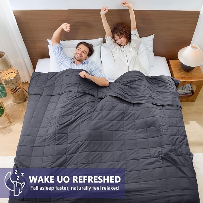 yescool King Size Weighted Blanket for Adults (20 lbs, 80” x 87”, Grey) Cooling Heavy Blanket for Sleeping Perfect for 190-210 lbs, Breathable Blanket for Adults & Couple All Season, Machine Washable