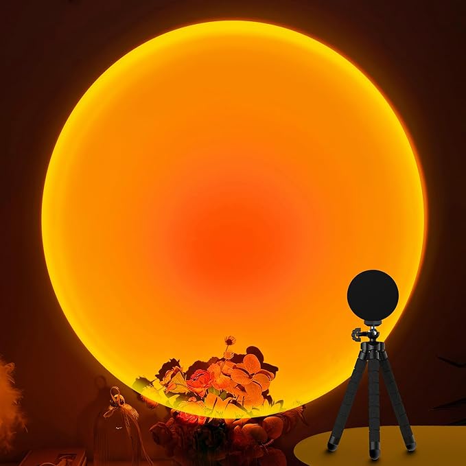 XEBKOR Sunset Lamp Projector,360 Degree Rotation Sun Lamp Led Night Light with USB Port,Sunset Lamp for Room Decor, Photography,Tiktok Live,Christmas Gifts for Women