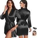 WJing Yi Jia 2Pcs Womens Floral Kimono Robe Silk Robes Bride Bridesmaid Satin Robes Bridal Dressing Gown Silky Bathrobe