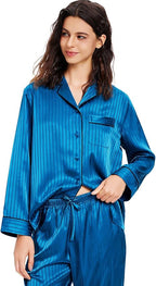 Lonxu Silk Satin Womens Pajama Sets Button Down Sleepwear Loungewear XS~3XL