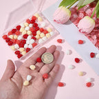 80Pcs 4 Styles Carved Coral Beads Hawaiian Flower Beads Colorful Hawaii Summer Jasmine Pikake 12mm Floral Synthetic Coral Small Loose Spacers for Jewelry Bracelet Necklace Earring DIY Decor