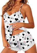 Ekouaer Satin Pajamas Women Lace Sleepwear Lingerie Cami Shorts Set Nightwear XS-XXL