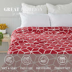 Elegant Comfort Luxury Velvety Feel Blanket, All-Season Lightweight Blanket, Ultra Plush, Soft, Cozy-Fuzzy Flannel Fleece for Couch, Sofa, Bed, Travel, Cube Design, Full/Queen, Burgundy