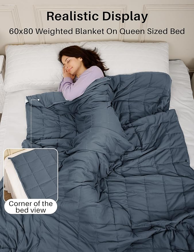 Weighted Idea Weighted Blanket for Adults (Dark Grey,60"x80",17lbs) Cooling Breathable Heavy Blanket with Premium Glass Beads All-Season Soft Thick Comfort