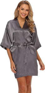 Robe for Women Silky Lightweight Satin Kimono Bride Bridesmaids Wedding Party Robes Dressing Gown Summer Loungewear