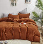 Cottonight Pumpkin Comforter Cal King Rust Burnt Orange Bedding Comforter California King Terracotta Caramel Solid Color Blanket Quilts Reddish Brown Plus Size Comforter Set for Women Men