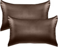 Elegant Comfort 2-PACK Cooling Viscose Satin Pillowcase Set with Hidden Zipper closure, Silky Smooth for Hair and Skin Care-Beautiful Gift Box-2-Piece Satin Pillowcases, Standard/Queen,Chocolate Brown