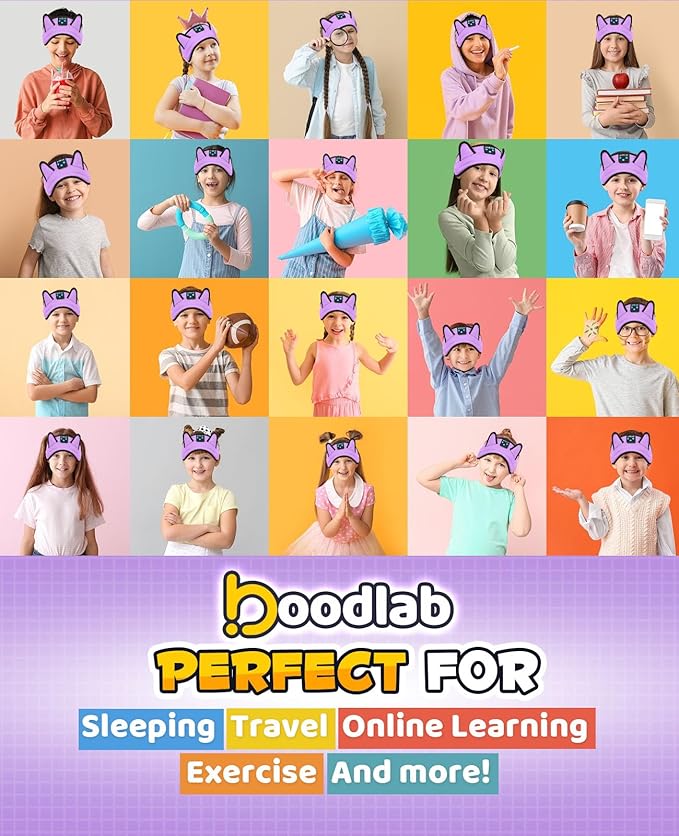 Kids Headphones Headband Wireless, Kids Bluetooth Headband, Baby Headphones with Thin Speakers & Wired Playback 3.5 MM Jack, Perfect Toddlers & Children's Earphones for Home, School & Travel