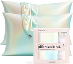 Kitsch Satin Pillowcase with Zipper for Hair & Skin - Softer Than Silk Pillow Cases, Smooth Cooling Satin Pillow Case, Wrinkle-Free, Machine Washable - Pillow Cases Standard Size (19x26) - Aura, 2pcs