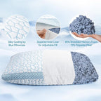 QUTOOL Double Sided Cooling Pillow for Hot Sleepers, Shredded Memory Foam Pillows King Size Set of 2, Adjustable Soft & Firm Gel Bed Pillow for Side, Back, Stomach Sleepers
