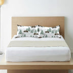 Bear Print Satin Pillowcase Queen Size, Winter Forest Silk Pillow Case with Envelope Closure, Satin Pillowcase for Hair and Skin, 20x30 inches, White, 1 PC