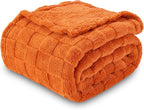 NEWCOSPLAY Super Soft Twin Blanket Orange Premium Silky Flannel Fleece 3D Checkered Lightweight Bed Blanket All Season Use (Orange Checkered, Twin(60"x80"))