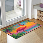 Flamingos Area Rug 2x3 ft Entry Rug Washable Boho Rugs Non Slip Low Pile Floral Door Mat Small Carpet for Bedroom, Bedside, Kids Room, Office, Dining Room
