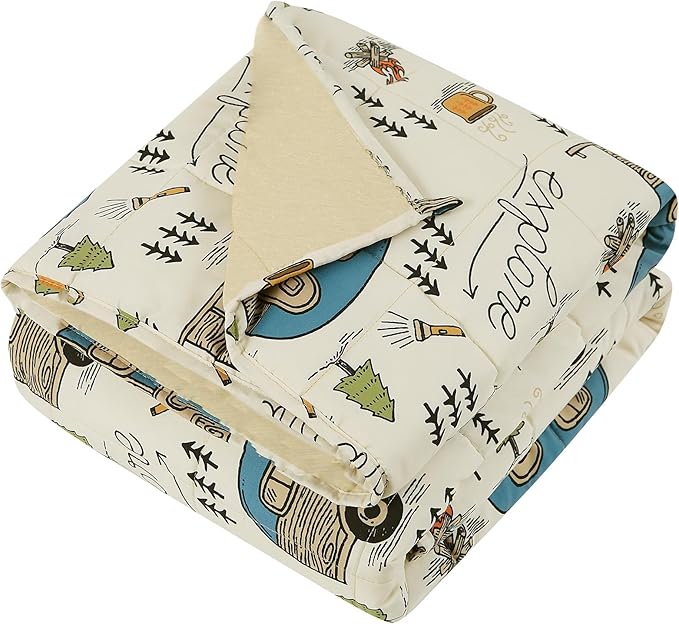 HOSUKKO Weighted Blanket - 3 lbs Cooling Ivory Forest Heavy Blanket - Small Size Breathable Blanket for Hot Sleepers(36 * 48 inches, 3 lbs)