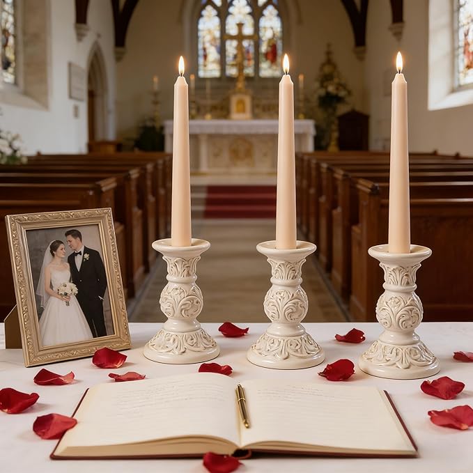 12-Pack Beige Cream Taper Candles, 10 Inch Unscented Dripless Candlesticks, Long-Lasting Burn Time of 7-8 Hours, Perfect for Home Décor, Weddings, and Events