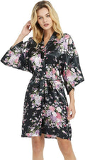 Women's Satin Robes Floral Bridesmaid Robes Short Silk Kimonos Sleepwear