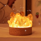 Runyangshi Natural Crystal Night Lamp Bedroom Bedside Sleep Night Light Citrine Healing Crystal Gemstone Quartz Light Ambient Light USB Powered Night Decorations Desktop Ornament for Home Decor Gift