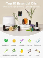 InnoGear Aromatherapy Diffuser & 10 Essential Oils Set, 500ml Essential Oil Diffuser with Remote Control Ultrasonic Cool Mist Scent Humidifier Vaporizer Auto-Off Timer for Valentine's Gift, White