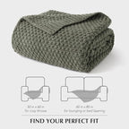 EVERGRACEHOME Chunky Chenille Knit Throw Blanket for Couch, Soft Luxurious Moss Stitch Blankets for Bed, Cozy Decorative Farmhouse Knitted Throws for Sofa, Dried Thyme Green, 60" x 80"