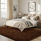 ISEAU 5x8 Area Rug for Living Room, Brown Rugs for Bedroom, Kitchen, Soft Shaggy Carpets, Fluffy and Machine Washable Mats, Under Bed, On Nursery Floors Mat, Boys, Girls Room Carpet Decor