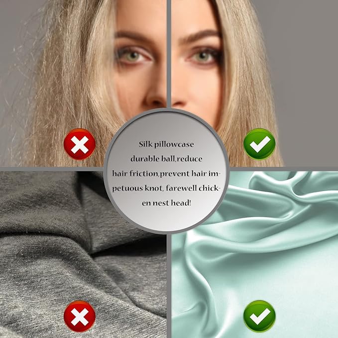 Natural Mulberry Silk Pillowcase for Hair and Skin Queen Size 20"X30" Pillow Case with Hidden Zipper Soft Breathable Smooth Cooling Silk Pillow Covers for Sleeping (Sage Green,Queen,1Pcs)