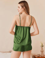 Ekouaer Silk Pajamas Set for Women Satin Camisole Sleepwear Lingerie V-Neck Cami Top and Shorts Pjs