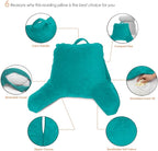 Clara Clark Reading Pillow with Shredded Memory Foam for Sitting Up in Bed and Couch, Back and Arms Adjustable Support for Adults & Teens Backrest Pillows for Reading, with Washable Cover Teal