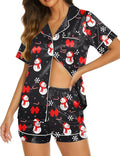Ekouaer Silk Pajamas for Women Short Sleeve Sleepwear Soft Button Down Loungewear 2 Piece Satin Pjs Shorts Set