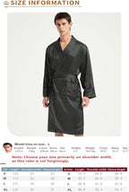 Men's 100% Mulberry Silk Long Robe Kimono Paisley Print Bath Robe, Heavy Silk 19 Momme Dressing Gown