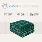 Elegant Comfort Luxury Velvety Feel Blanket, All-Season Lightweight Blanket, Ultra Plush, Soft, Cozy-Fuzzy Flannel Fleece for Couch, Sofa, Bed, Travel, Plaid Design, King/California King, Green