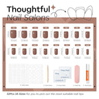 Modelones Mocha Brown Press on Nails, Short Square Fake Nails, Reusable Nail Kit with Nail Glue Adhesive Tabs Mini Nail File, Nails Press Ons 32Pcs16 Sizes, Women Girl Gift