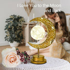 Decorative Table Lamp, Crescent Moon Lamp Ramadan Table Decor, Battery Powered Christmas Ramadan Desk Lamp Decorations for Home, Patterned Hollow Out Warm Boho Light for Bedrooms Nightstand