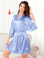 EPLAZA Silk Robes for Women Satin Robe Short Sexy Print Flower Kimono Loungewear Wedding Bridal Party